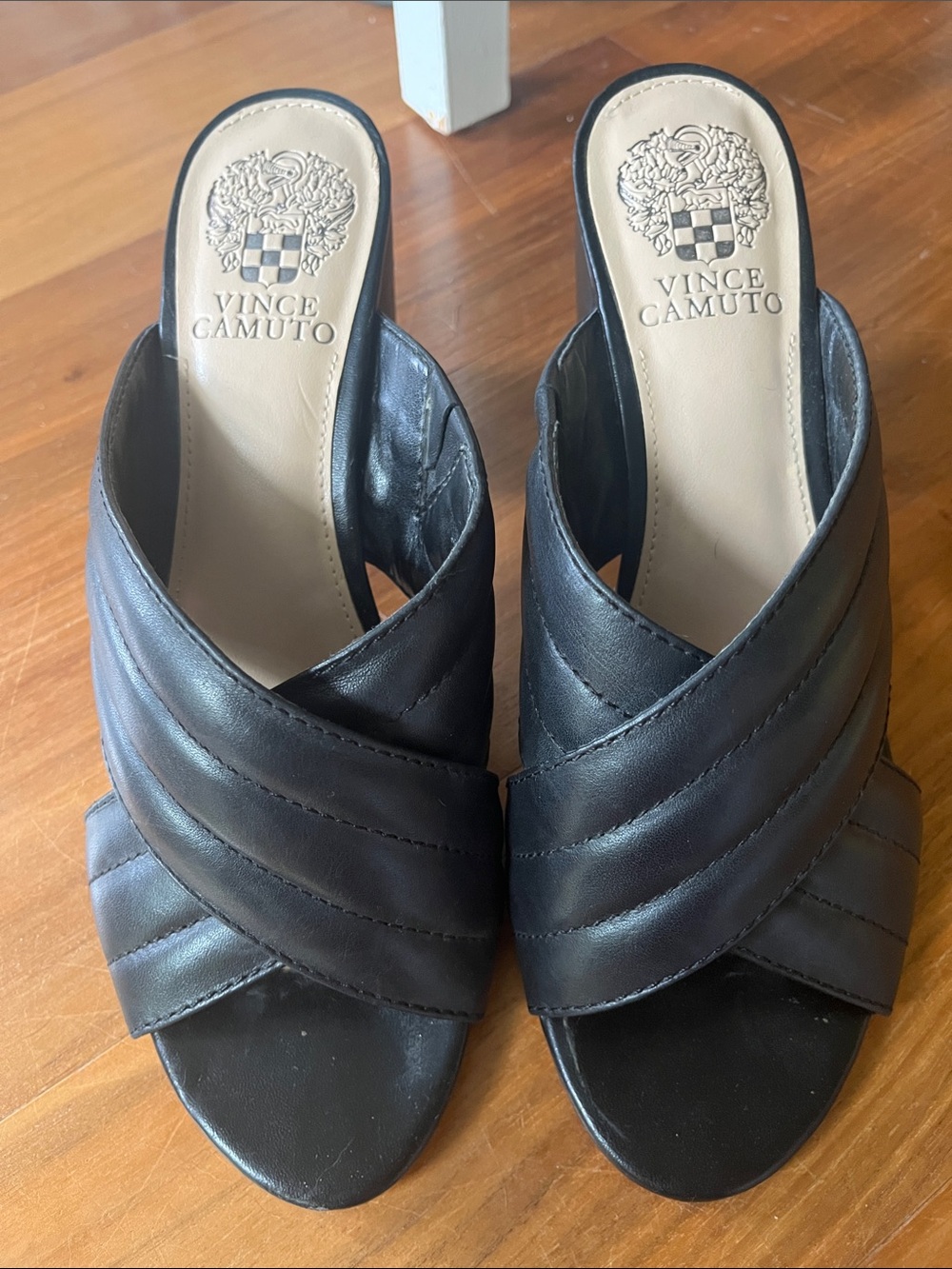 Vince Camuto Black Quilted Leather Slide Mules (size 7.5)